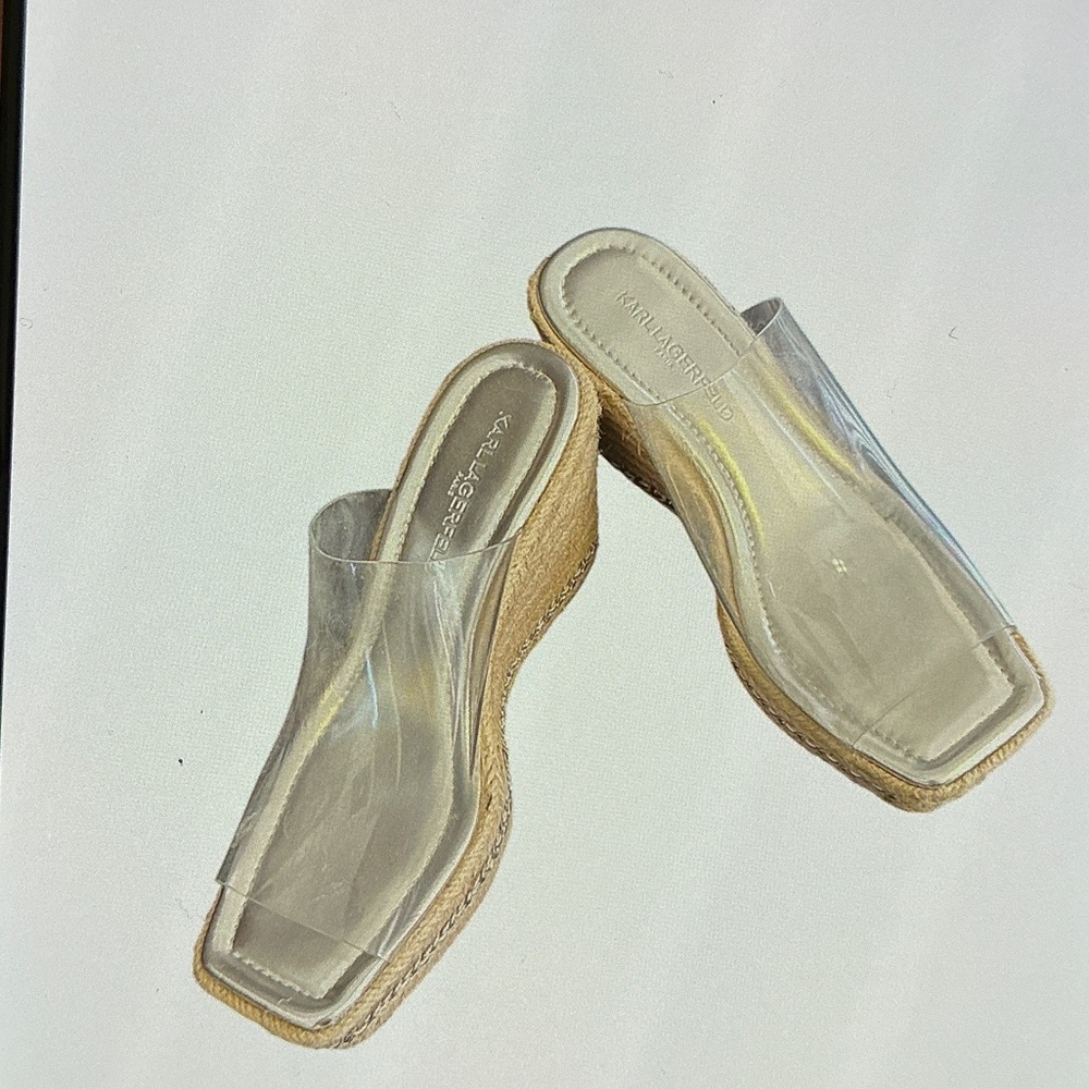 Karl Lagerfeld Clear Wedge Sandals
